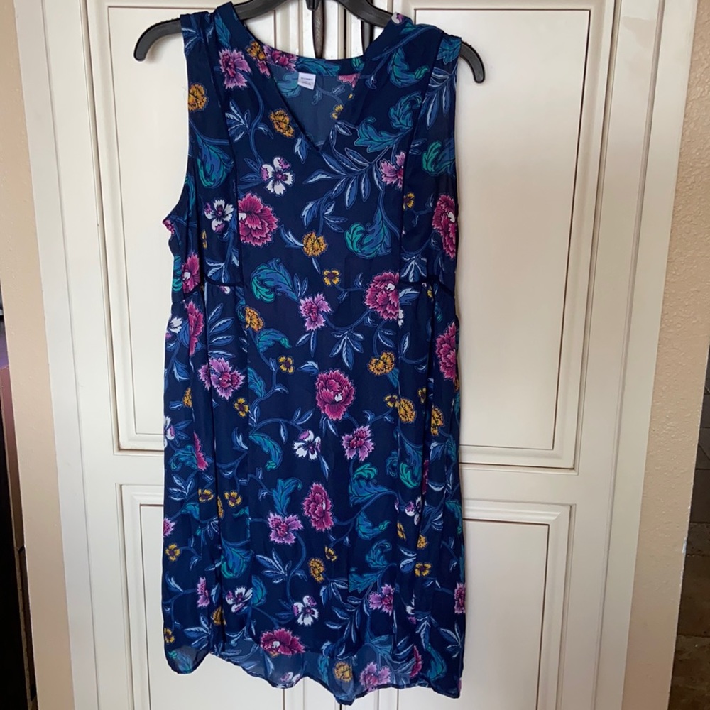 Floral Bohemian Style Navy Dress Sz M